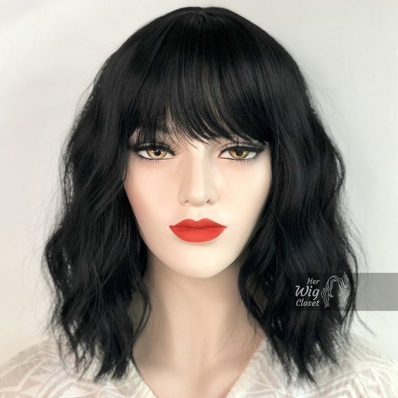 Natural Black Wavy Wig with Bangs | Mathilda main image 4